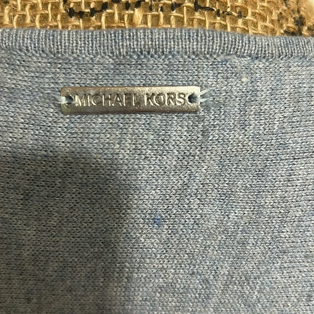 Michael Kors Heather Gray Blue Long Sleeve Sweater Cotton Blend